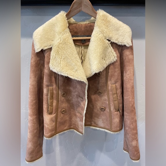 Faux Shearling Lined Tan Suede Jacket retail $168 size XS - Picture 1 of 9